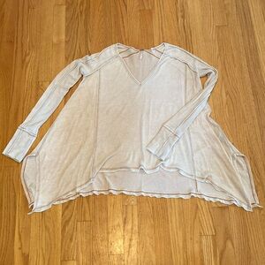 Free People Long Sleeve Oversized Waffle Thermal Layering Top Baseball Sleeve
